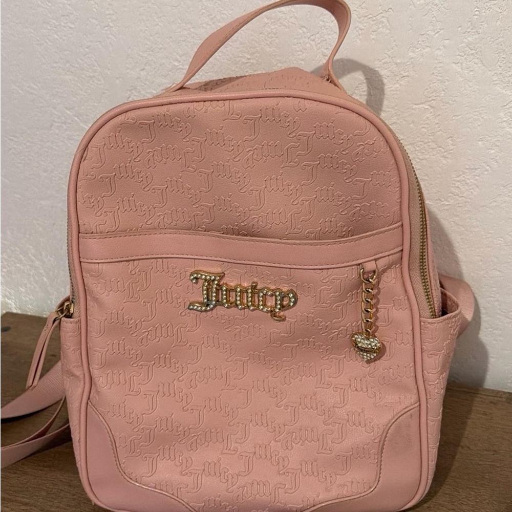 Juicy Couture Blush Pink Embossed Mini Backpack with Gold Charm